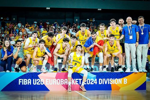 Echipa națională de baschet U20 a României, câștigătoare a FIBA U20 Eurobasket, Divizia B Foto: Facebook Federația Română de Baschet