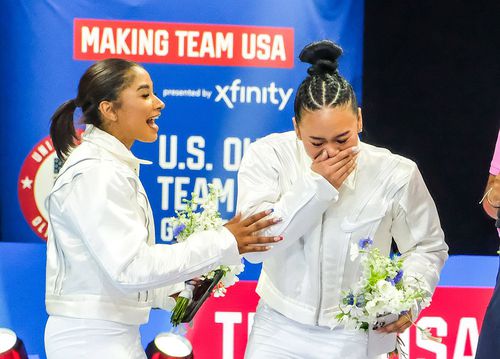 SUNISA LEE reacts during an interview during day four of the 2024 United States Olympic Team