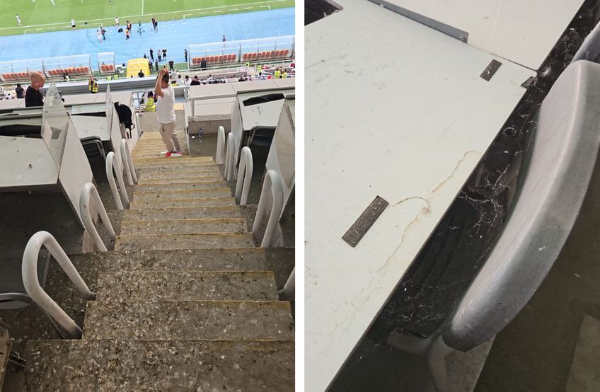 Reporterii GSP prezenți la Skopje, pentru meciul celor de la FCSB cu Shkendija, din turul 2 preliminar Champions League, au surprins imagini scandaloase în zona destinată presei. / FOTO: Eduard Apostol (GSP.ro)