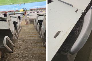 Condiții deplorabile în tribune la Shkendija - FCSB » „Coteț” la masa presei: ce au găsit reporterii GSP prezenți la Skopje