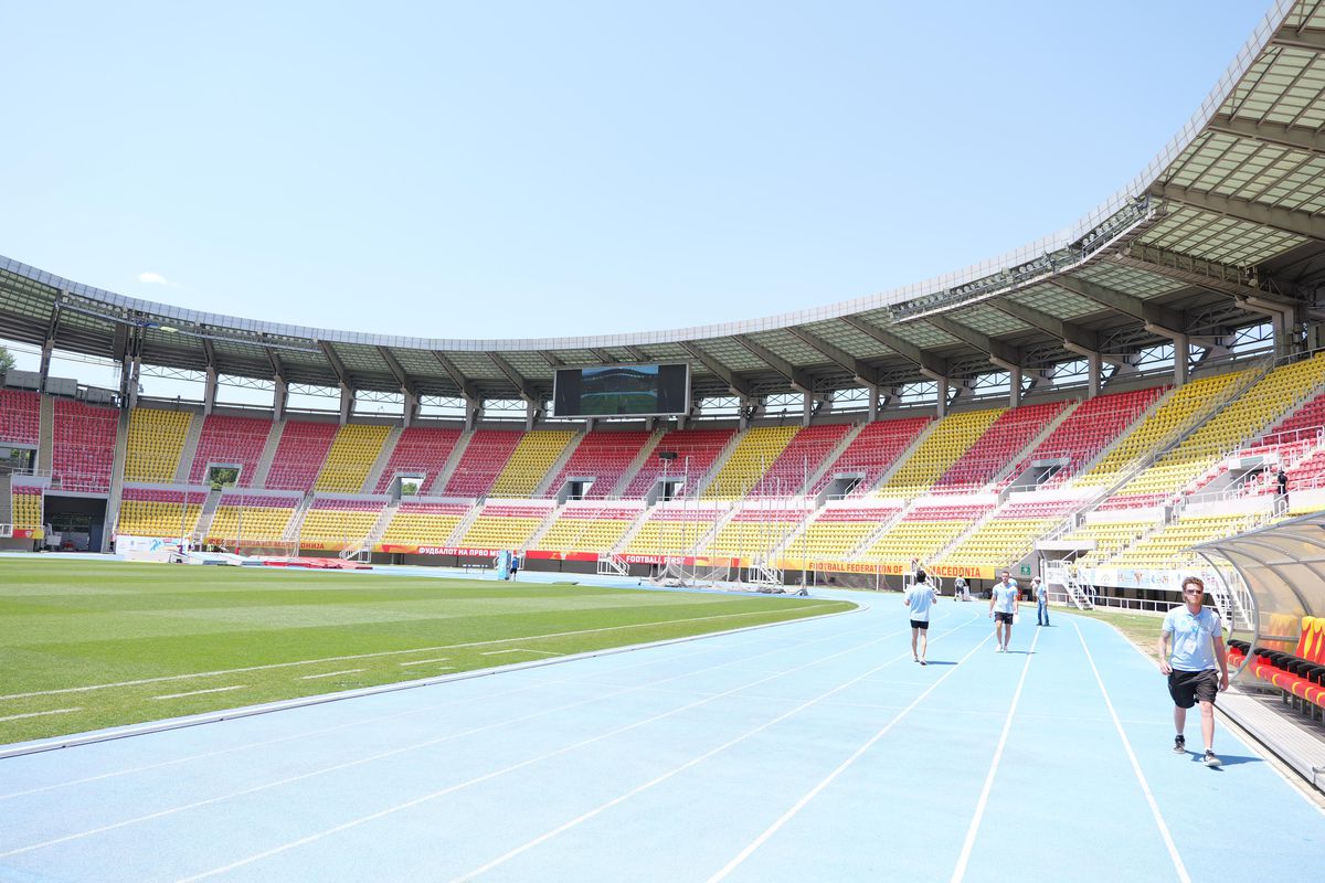 Imagini cu arena din Skopje înainte de Shkendija - FCSB // foto: Andrei Furnigă (GSP)