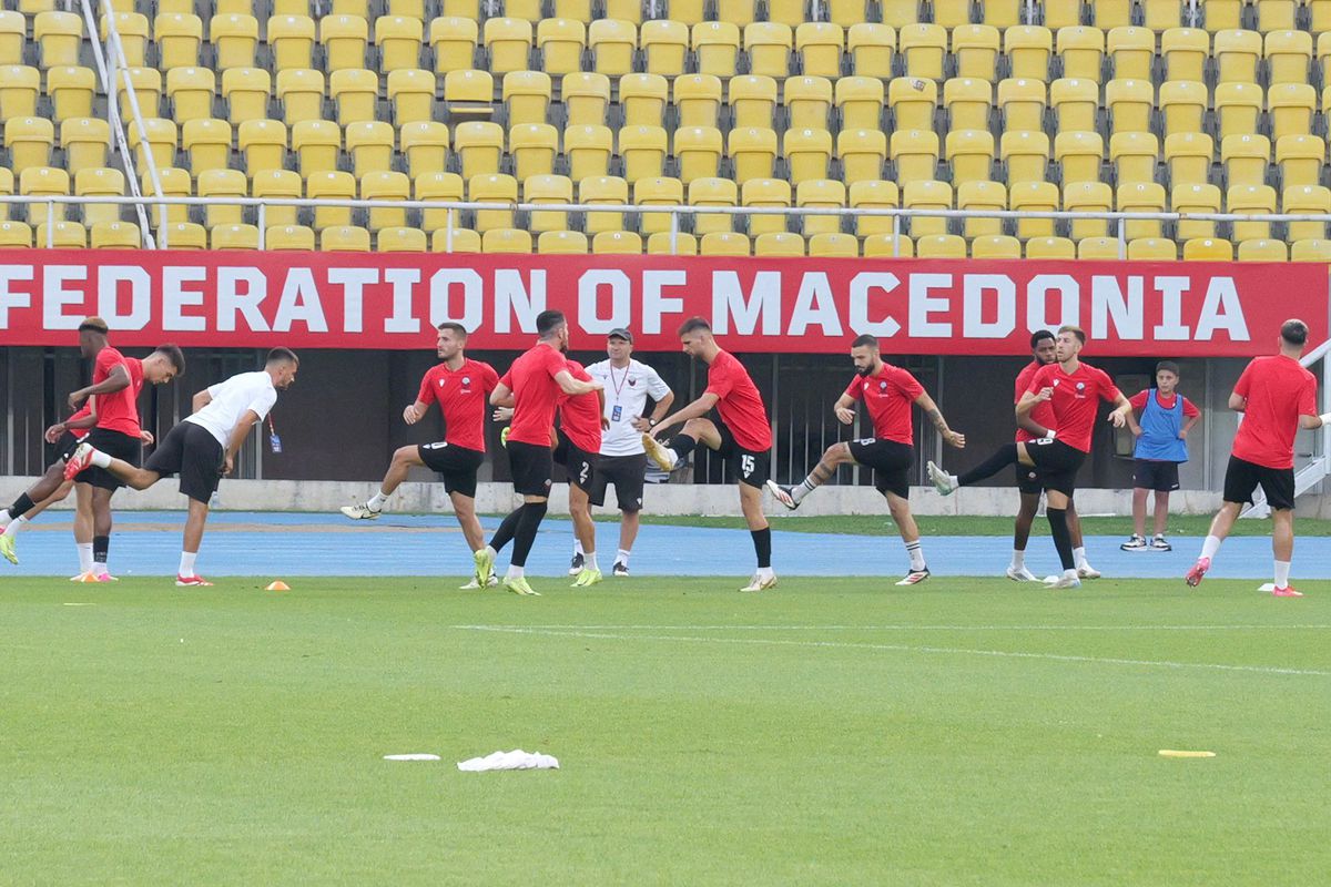 Condiții deplorabile în tribune la Shkendija - FCSB » „Coteț” la masa presei: ce au găsit reporterii GSP prezenți la Skopje