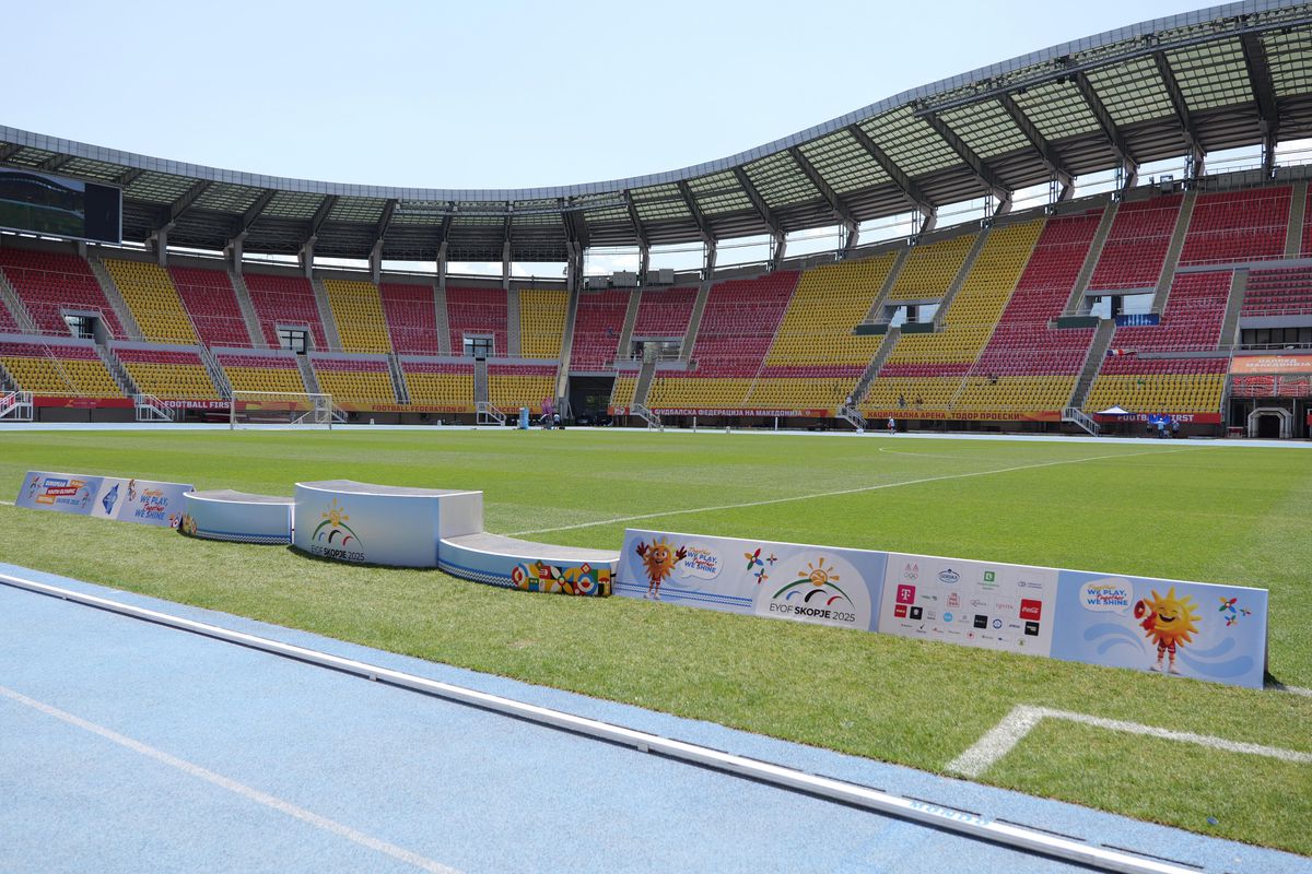 Imagini cu arena din Skopje înainte de Shkendija - FCSB // foto: Andrei Furnigă (GSP)
