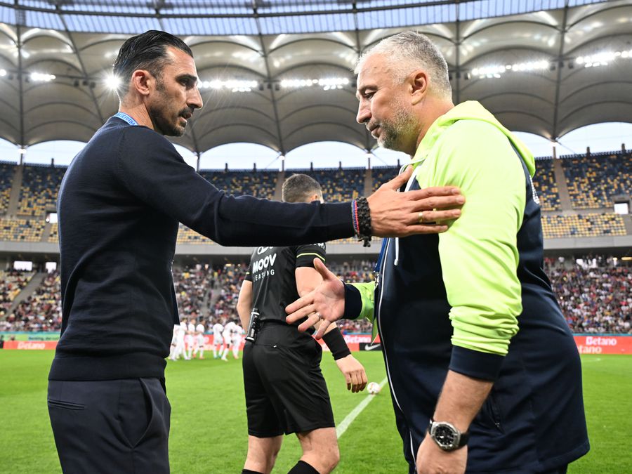 Elias Charalambous și Dan Petrescu înaintea unui meci FCSB - CFR Cluj Rundă istorică: Dan Petrescu, la meciul 800 ca „principal” » Poate obține și victoria 200 în Superliga: „Eram nebun de atunci!”