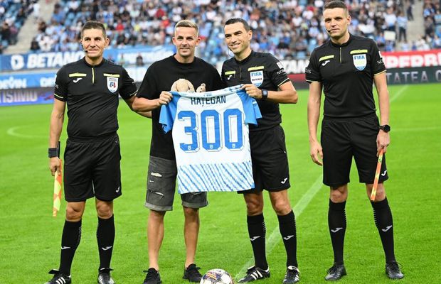 Ovidiu Hațegan, celebrat de ambele echipe la meciul 300 ca „central” în prima ligă