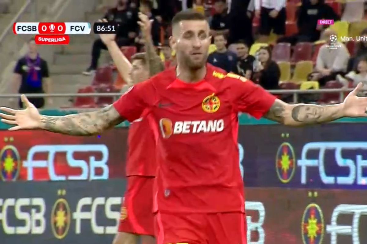 Fază ÎNCINSĂ în ultimele minute » FCSB a cerut penalty! Mingea l-a lovit în mână, dar arbitrii n-au vrut să audă: „E ditamai hențul!”