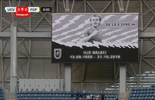 Ilie Balaci, omagiat în minutul 8 din Universitatea Craiova - Petrolul » Momente emoționante pe „Oblemenco”