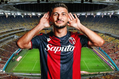 Riccardo Orsolini este cel mai periculos jucător al Bologniei. E anunțat titular cu FCSB. Fotomontaj: Diana Vasilescu, GSP