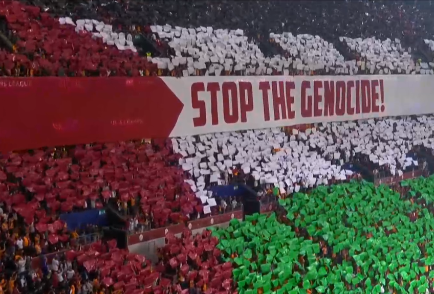 Turcii de la Galatasaray au afișat o scenografie pro-palestiniană la meciul cu Bodo Glimit, din runda cu numărul 3 a Ligii Campionilor.
