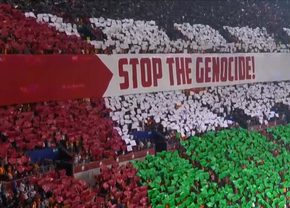 Scenografie pro-Palestina la meciul din Liga Campionilor: „Opriți genocidul!”