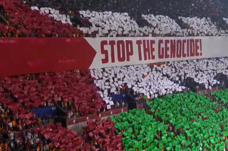 Scenografie pro-Palestina la meciul din Liga Campionilor: „Opriți genocidul!”