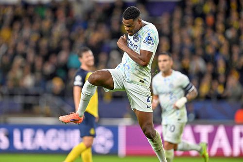 Denzel Dumfries a deschis scorul în Union SG - Inter // foto: Imago Images