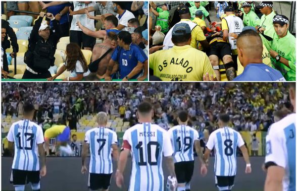 Scene violente la Brazilia - Argentina! Messi a scos echipa de pe teren: „NOI IEȘIM!” » Nebunie pe Maracana: fanii s-au bătut între ei, Emi Martinez a sărit la jandarmi!