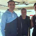 David Popovici, Mircea Lucescu și Dragoș Luscan  // foto: Instagram