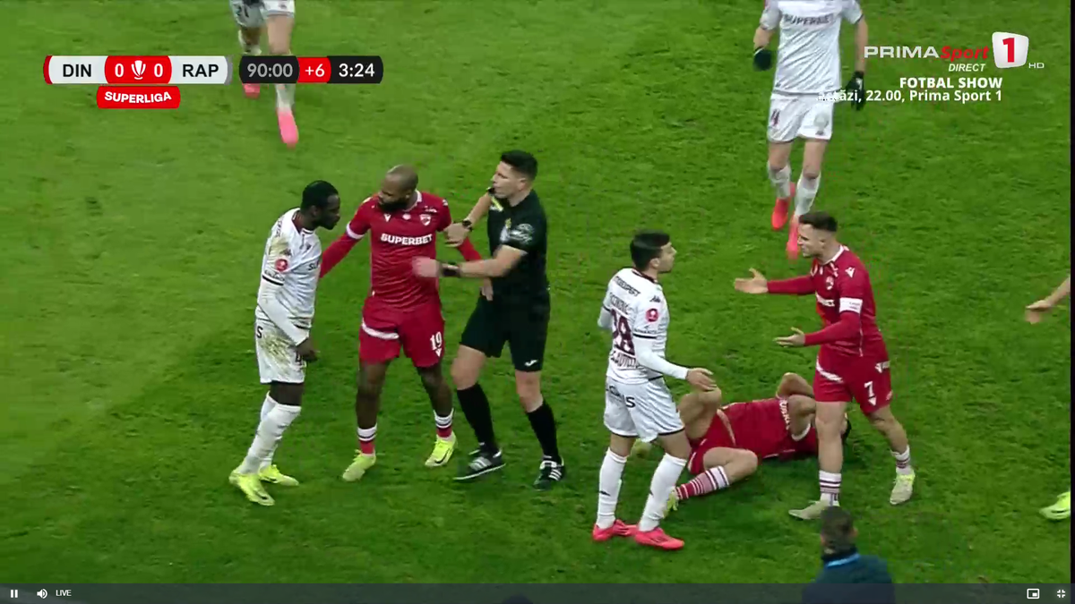 Bătaie în prelungiri la Dinamo - Rapid » Șumudică a fost ținut cu greu să nu intre în teren + Moment rar oferit de arbitru