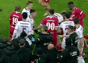 Bătaie în prelungiri la Dinamo - Rapid » Șumudică a fost ținut cu greu să nu intre în teren + Moment rar oferit de arbitru