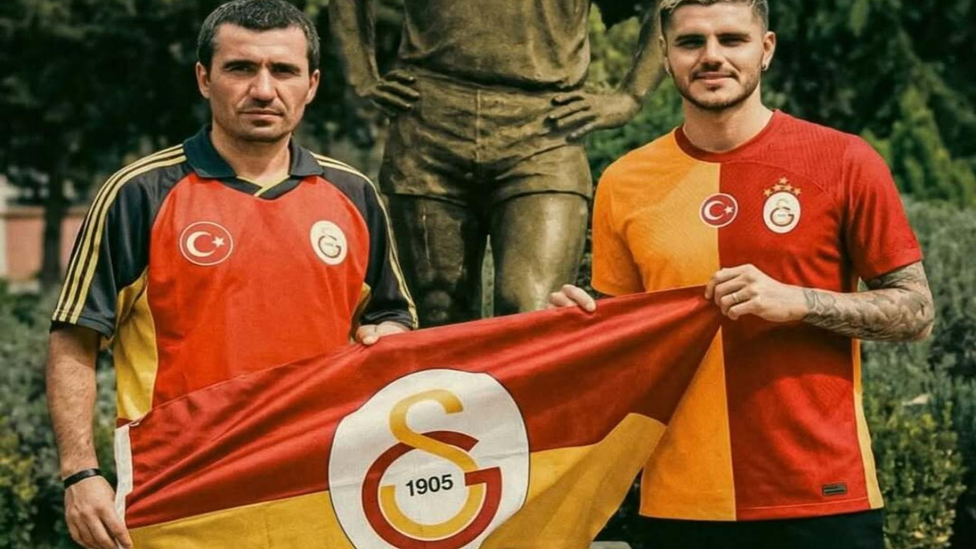 Mauro Icardi sărbătorind golul care i-a adus recordul de goluri marcate pentru Galatasaray, depășindu-l pe Gheorghe Hagi. | sursa foto: Gazeta Sporturilor