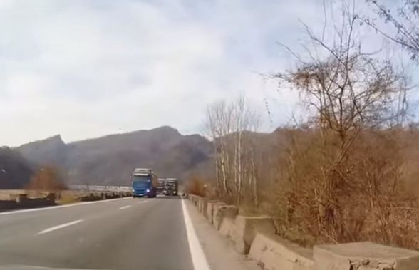 VIDEO La un pas de tragedie pe Valea Oltului: un șofer s-a trezit cu un tir gonind spre el pe sensul lui de mers. Ce s-a întâmplat mai departe