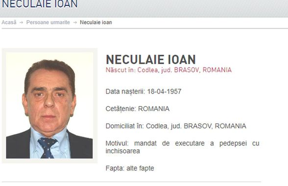 Ioan Neculaie, dat în urmărire generală! Fostul patron de la FC Brașov, de negăsit după condamnare la închisoare cu executare