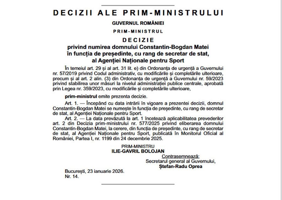 Premierul Ilie Bolojan confirmă oficial informația Gazetei: cine va conduce sportul românesc