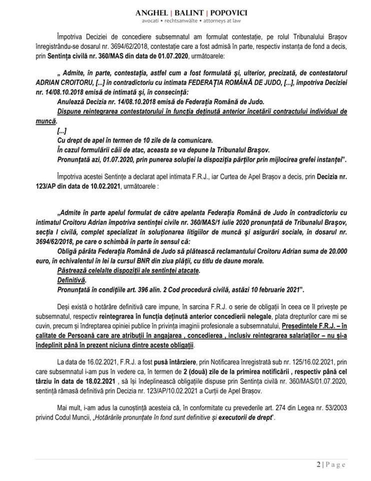 EXCLUSIV Continuă scandalurile la judo: plângere penală împotriva lui Cozmin Gușă! Riscă închisoare de la 3 luni la 2 ani