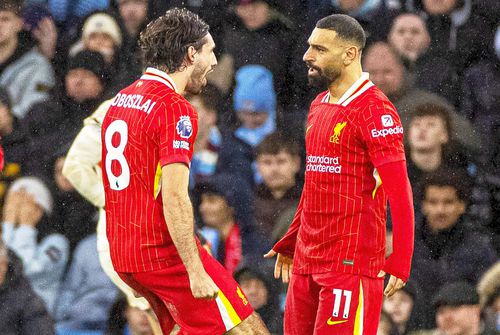 Dominik Szoboszlai și Mohamed Salah au înscris în prima parte din Manchester City - Liverpool // foto: Imago Images