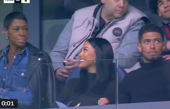 Suspendat pentru că a înjurat arbitrul, Bellingham a venit la meci alături de noua iubită. Cum au fost surprinși de camere