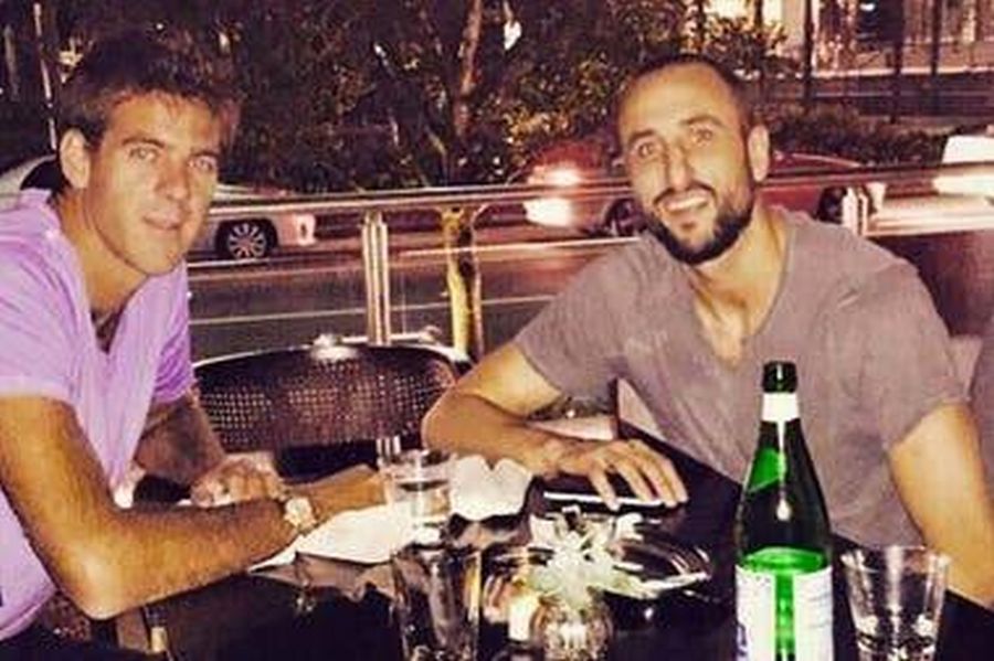 Juan Martin del Potro (stânga) și Manu Ginobili (dreapta)