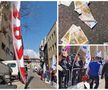 Protest cu macara, bani falși și arestări în fața Ministerului Sportului