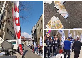 Protest cu macara, bani falși și arestări în fața Ministerului Sportului: „Demisia Eduard Novak!”