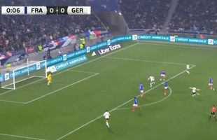Gol senzațional în secunda 7 a meciului Franța - Germania » Portarul, spectator de lux