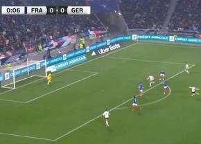 Gol senzațional în secunda 7 a meciului Franța - Germania » Portarul, spectator de lux