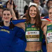 Yaroslava Mahuchikh, Nicola Olyslagers și Eleanor Patterson după încheierea concursului FOTO Imago Images