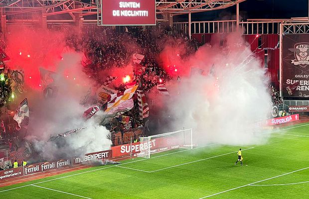 Start întârziat cu 7 minute în Rapid - FCSB » Artificii, fumigene și un apel disperat la stație