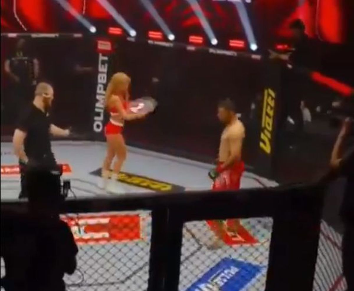 Bătut de fani și suspendat pe viață, luptătorul de MMA care a lovit o „ring girl” vine cu explicații: „Am un mesaj pentru Maria”
