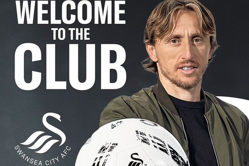 Posterul prin care a fost anunțată colaborarea dintre Luka Modric și Swansea
