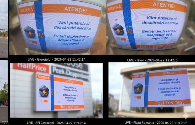 Mesajele RO-alert, direct pe panourile digitale stradale din București și alte 17 orașe