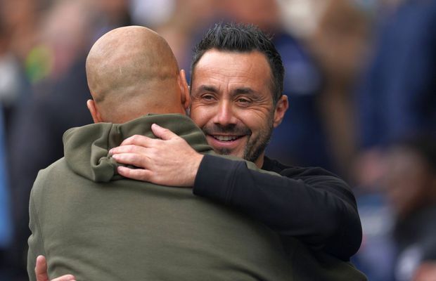 Guardiola, laude pentru managerul revelației din Premier: „De Zerbi e unul dintre cei mai influenți antrenori din ultimii 20 de ani”