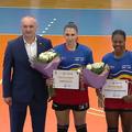 Lorena Ostase, cea mai bună jucătoare română, Danila So Delgado, cea mai bună handbalistă străină din Liga Florilor, ediția 2025-2026/Foto: captură Pro Arena
