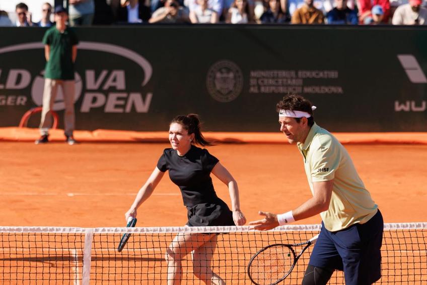 Simona Halep și Juan Martin del Potro, la inaugurarea Centrului Național de Tenis din Republica Moldova/Foto: Ceslav Ciuhrii