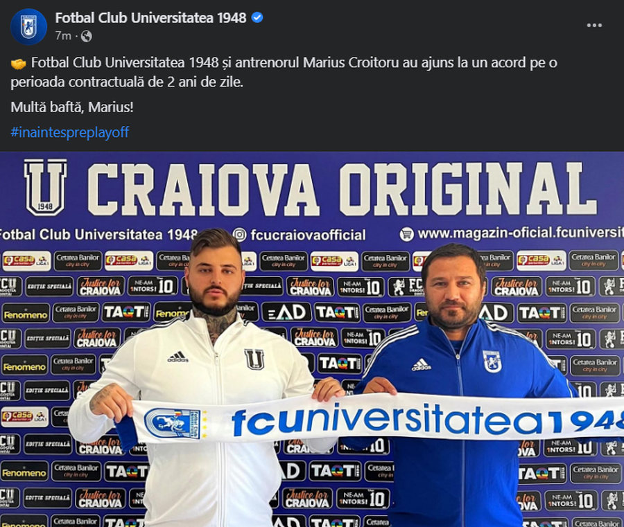 Marius Croitoru a semnat cu FCU Craiova » Contract pe doi ani