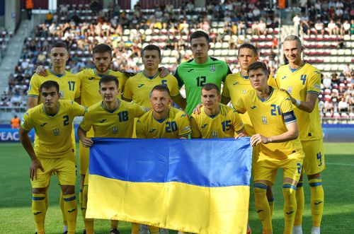 Naționala de tineret a Ucrainei U21 la startul partidei cu Croația U21 FOTO:   ua-football.com