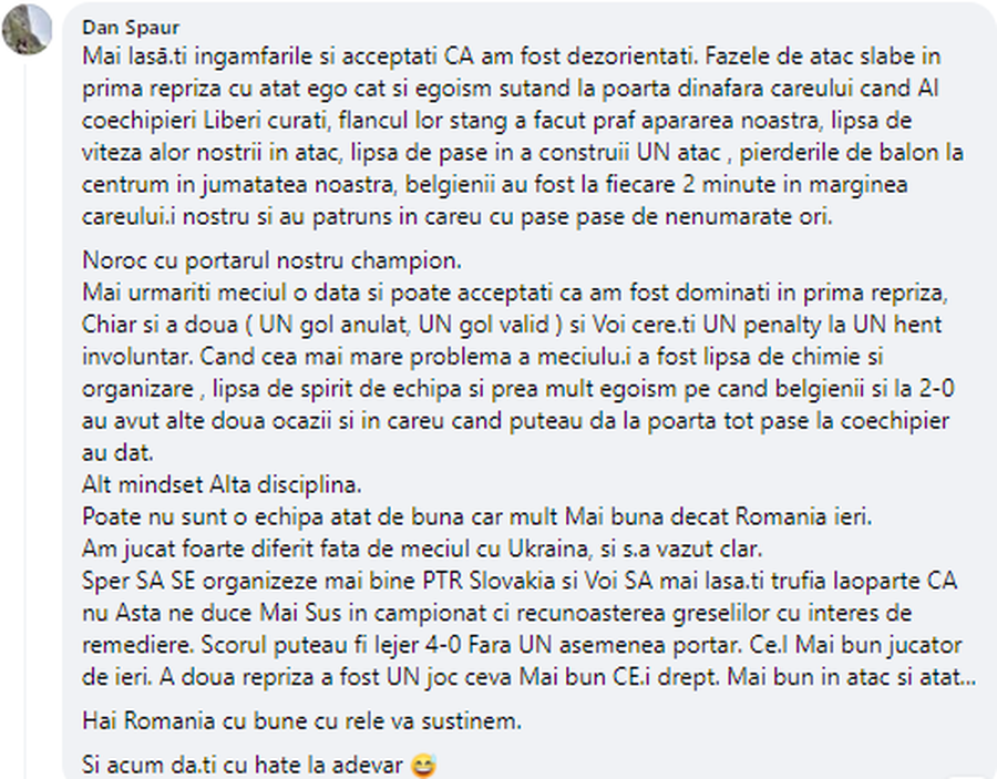 Comentarii dure după cea mai controversată fază a partidei Belgia - România 2-0: „Henț clar! Sunt directive de la UEFA!”
