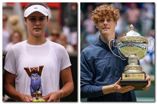 Anna Kalinskaya și Jannik Sinner cu trofeele Foto: Imago, Guliver/GettyImages