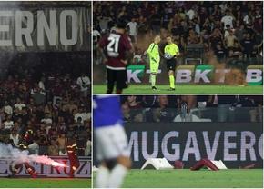 Baraj abandonat la Salerno! Fanii au aruncat cu scaune, fumigene și petarde » Sampdoria rămâne în Serie B