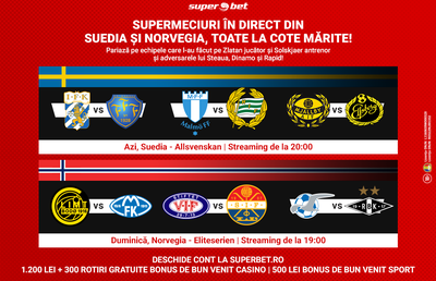 Vezi în direct campionatele scandinave! Faci SuperProfit cu echipele care i-au lansat pe Ibrahimovici, Solskjaer și Haaland!