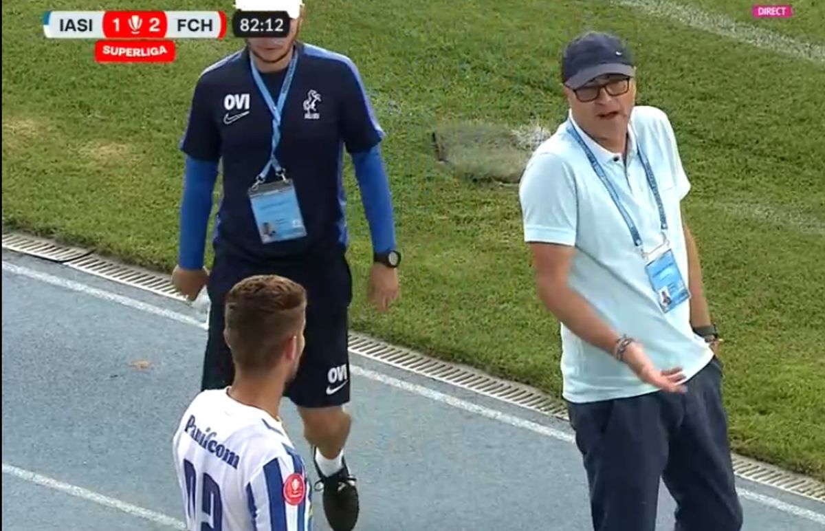 Tensiune în Copou » Leo Grozavu a „sărit” la jucătorul său!