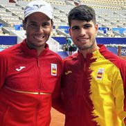 Rafael Nadal și Carlos Alcaraz, antrenându-se pentru Jocurile Olimpice în complexul de la Roland Garros / Sursă foto: Facebook