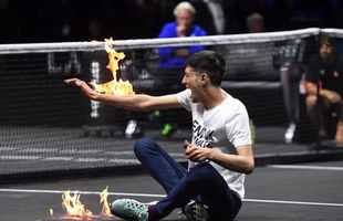 Moment șocant în prima zi a Laver Cup: un activist și-a dat foc pe teren, sub privirile lui Federer, Djokovic și Nadal