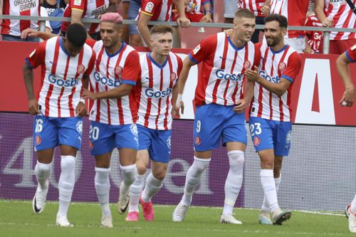 Girona FC a câștigat cu Mallorca, scor 5-3, și a urcat pe primul loc în La Liga. Gruparea catalană are un start impresionant de sezon, cu 16 puncte în 6 etape jucate/ foto: Imago Images
